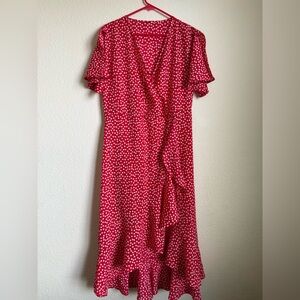 Red Floral Wrap Maxi Dress